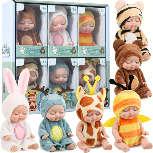 6-Piece Mini Children’S Dolls Set With Animal Costumes-0
