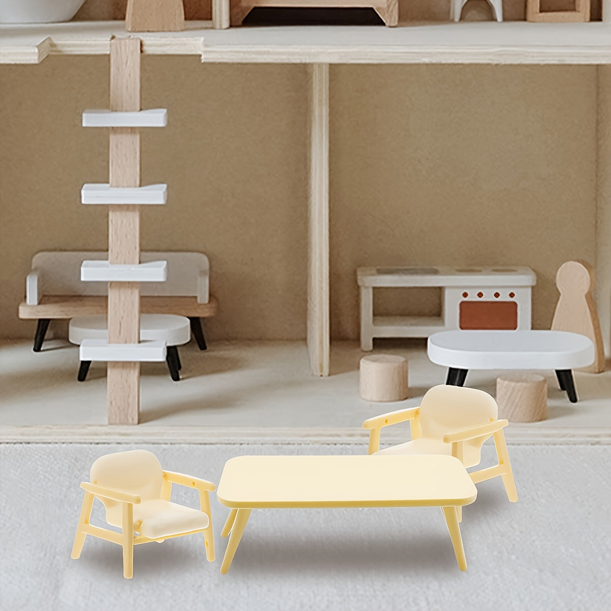 Mini Table and Chair Set for Miniature Décor (3 pcs)-2