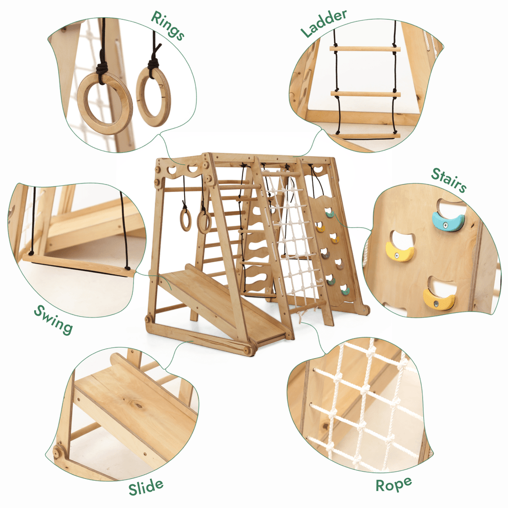 6in1 Indoor Playground for Toddlers - Playground + Swings Set + Slide Board + Rope + Stairs-2