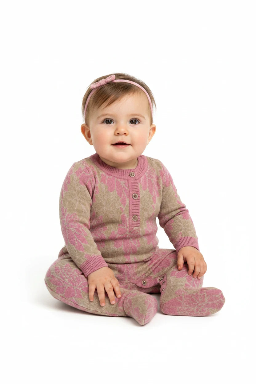 Baby Girls Floral Knit Romper | Soft Everyday Jumpsuit 0–24M