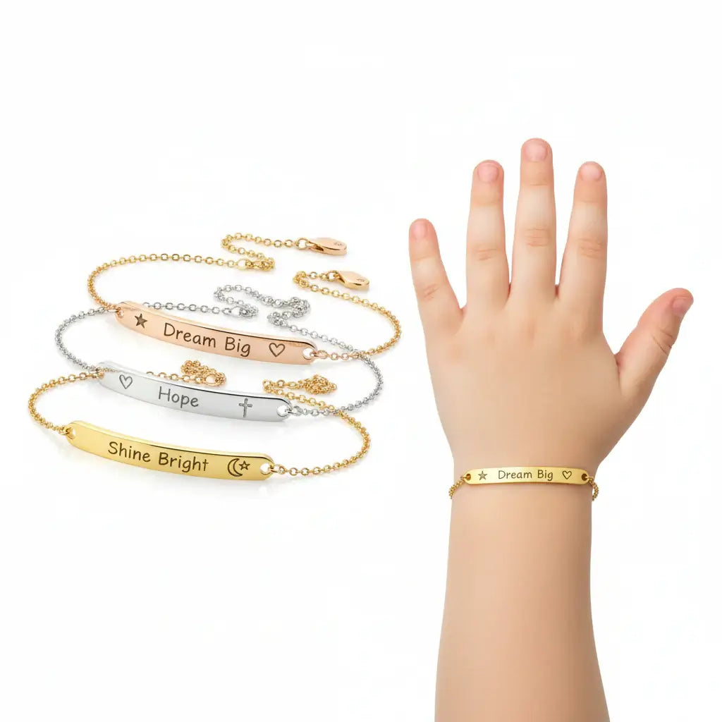 Custom baby name bracelet Baby Jewelry Charm Child ID Stainless Steel
