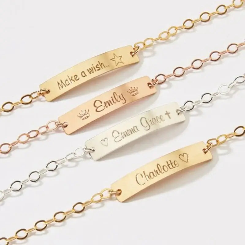 Custom baby name bracelet Baby Jewelry Charm Child ID Stainless Steel