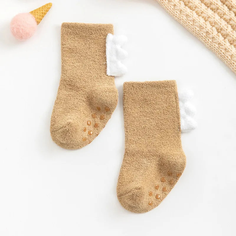 Toddler Coral Fleece Socks – Dinosaur & Cartoon Print | Ages 0–5Y