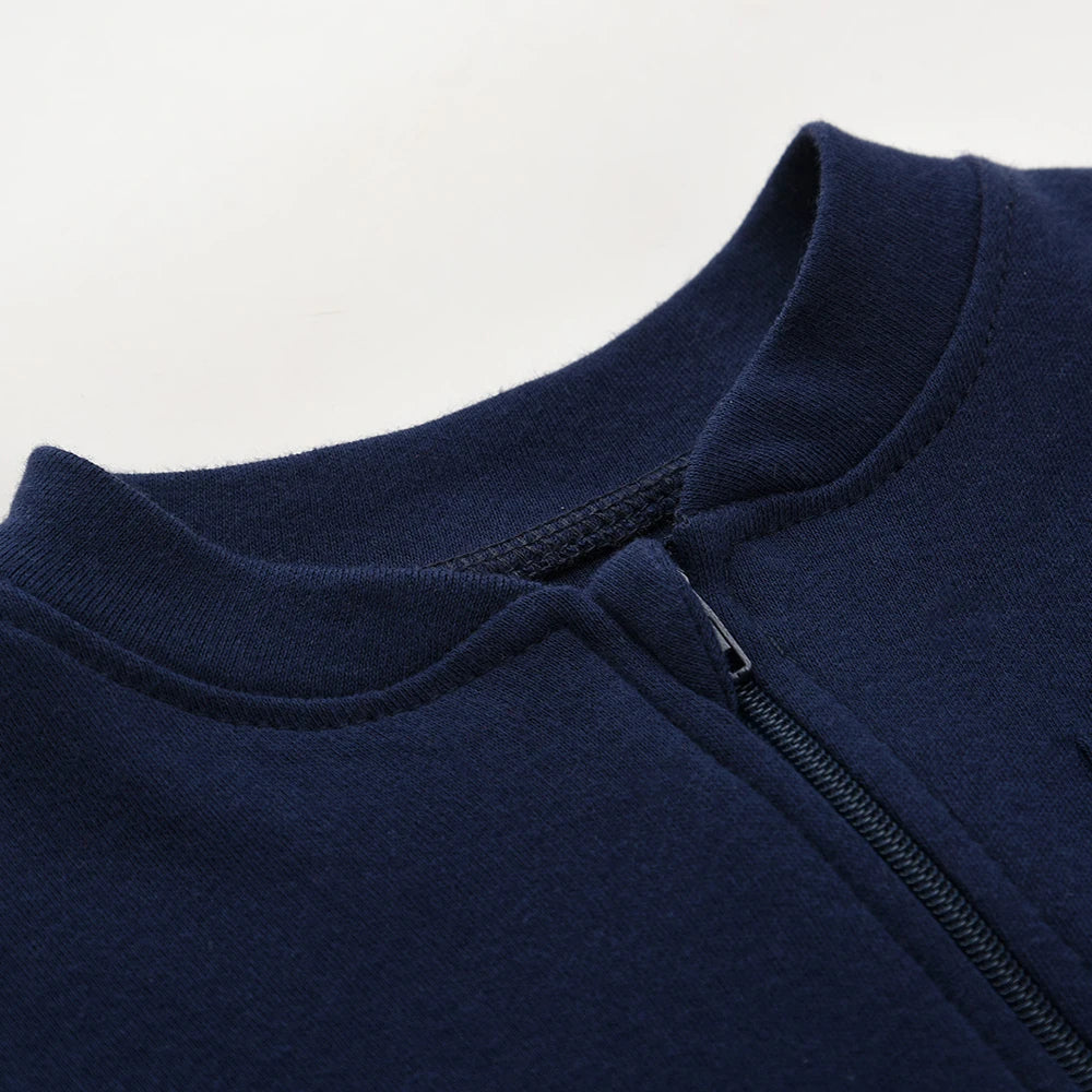 Newborn Zip-Up Cotton Romper - Solid Colour