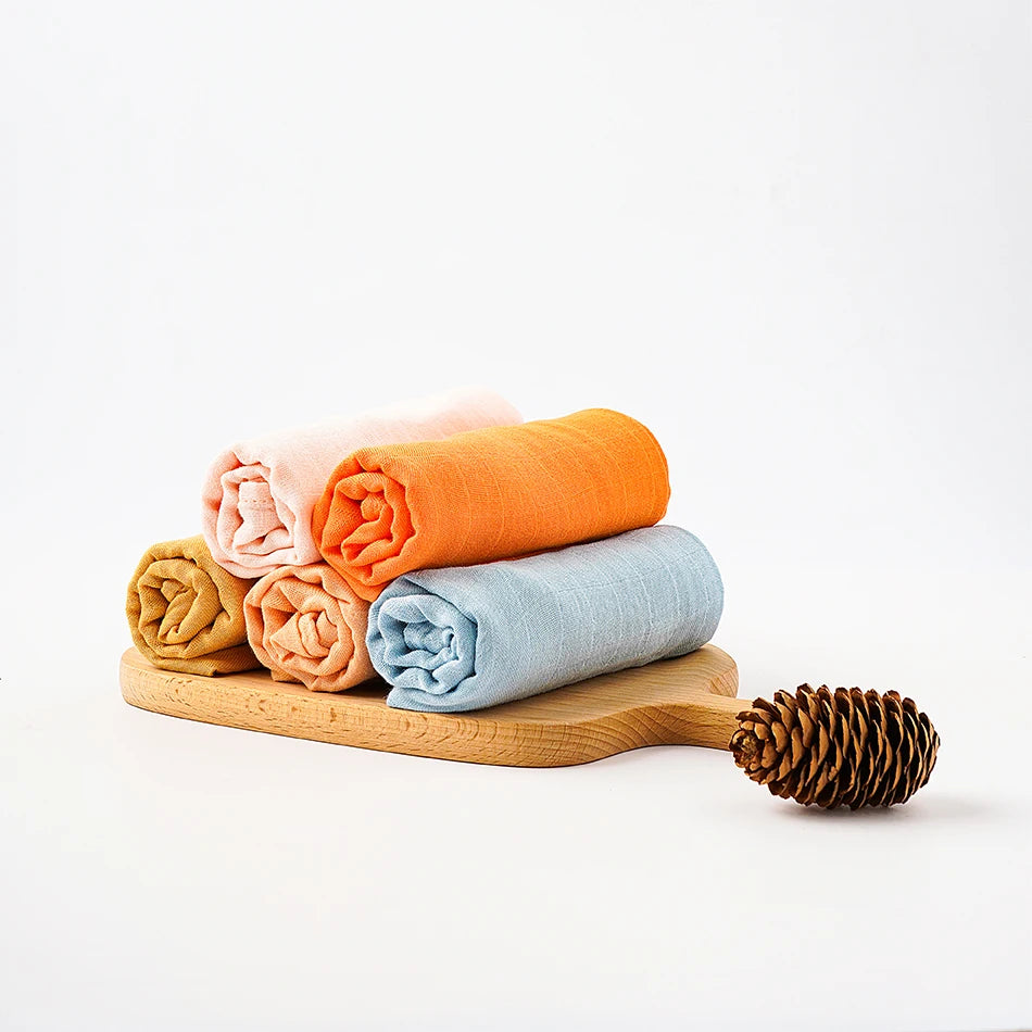 Kangobaby 5-Piece Bamboo Cotton Muslin Blanket & Burp Cloth Set