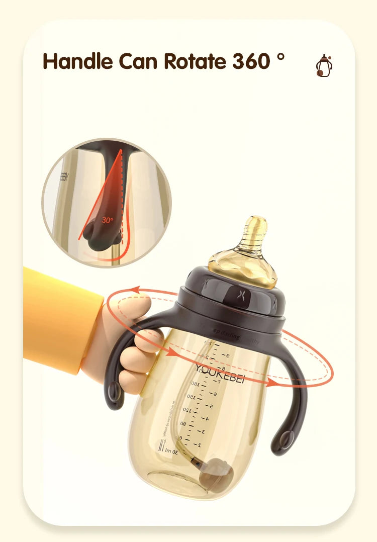 Baby Gravity Learning Cup 300ml – PP Toddler Water Bottle with Handle