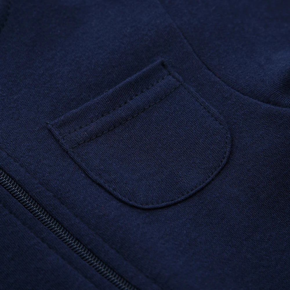 Newborn Zip-Up Cotton Romper - Solid Colour
