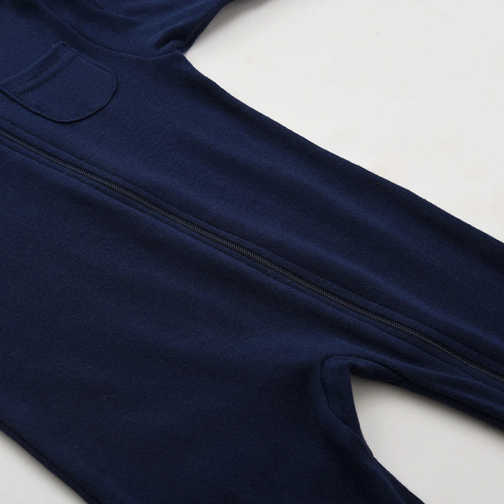 Newborn Zip-Up Cotton Romper - Solid Colour
