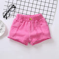 Girls' Distressed Denim Shorts | Elastic Waist Summer Shorts