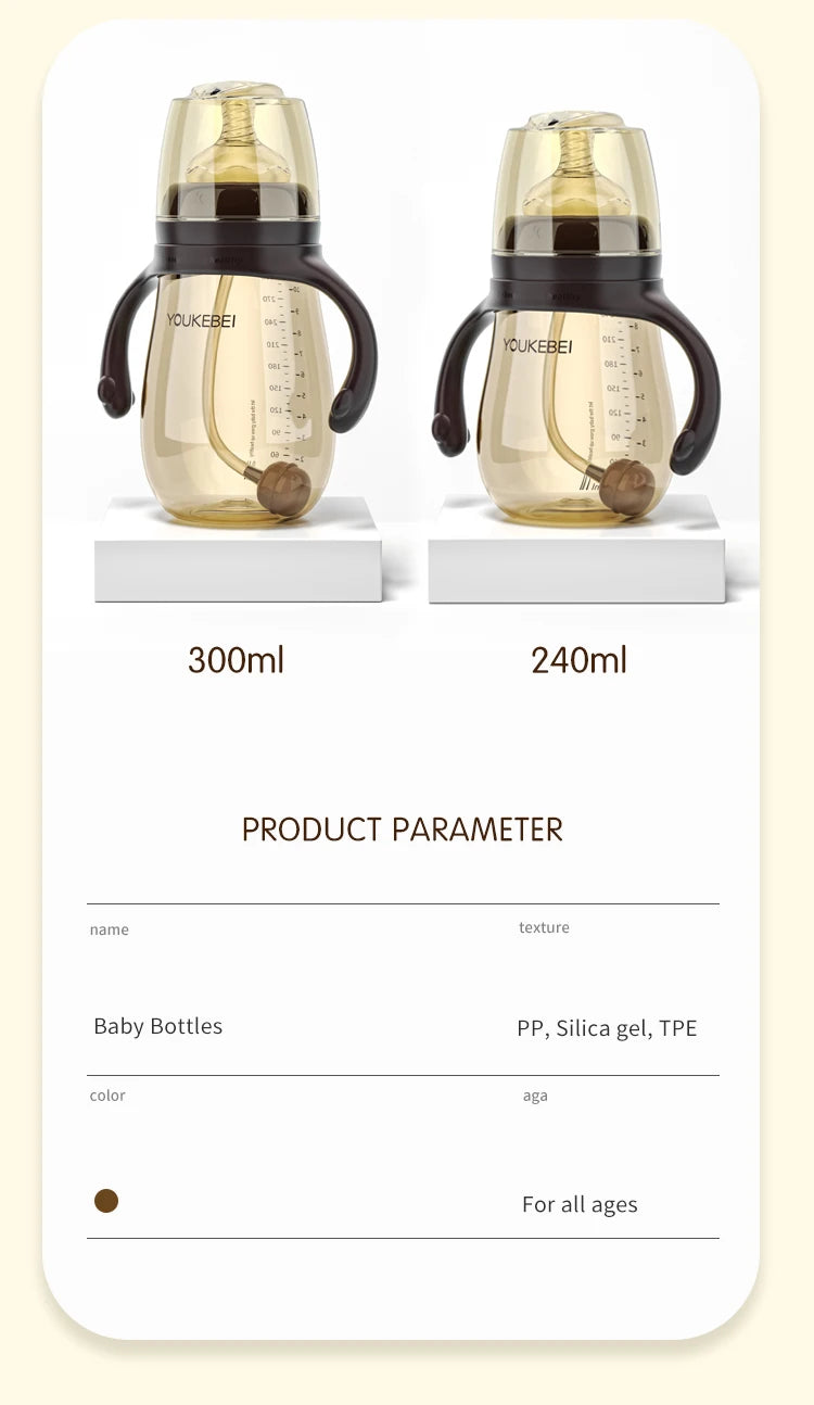 Baby Gravity Learning Cup 300ml – PP Toddler Water Bottle with Handle