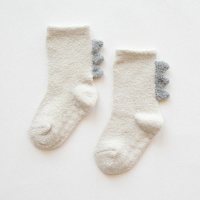 Toddler Coral Fleece Socks – Dinosaur & Cartoon Print | Ages 0–5Y