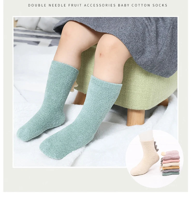 Toddler Coral Fleece Socks – Dinosaur & Cartoon Print | Ages 0–5Y