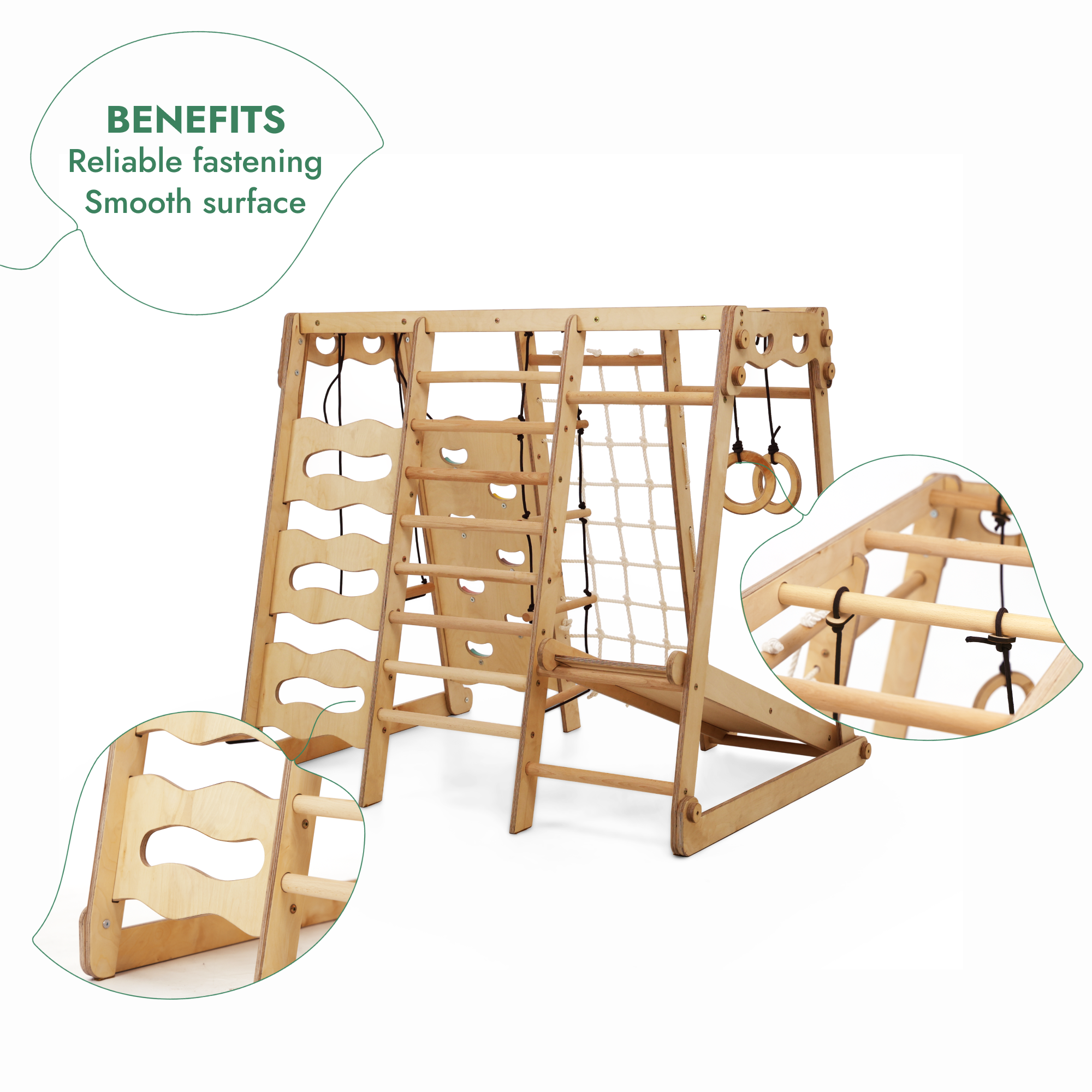 6in1 Indoor Playground for Toddlers - Playground + Swings Set + Slide Board + Rope + Stairs-4