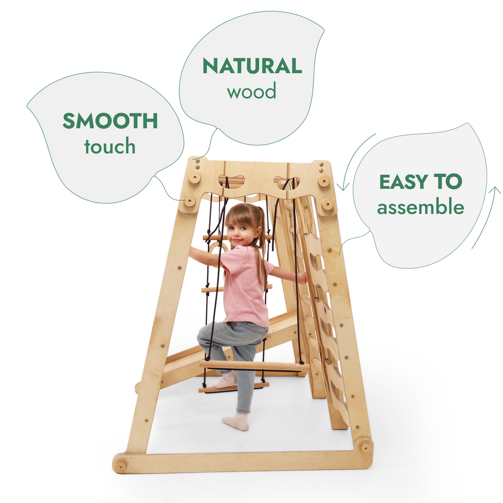 6in1 Indoor Playground for Toddlers - Playground + Swings Set + Slide Board + Rope + Stairs-3