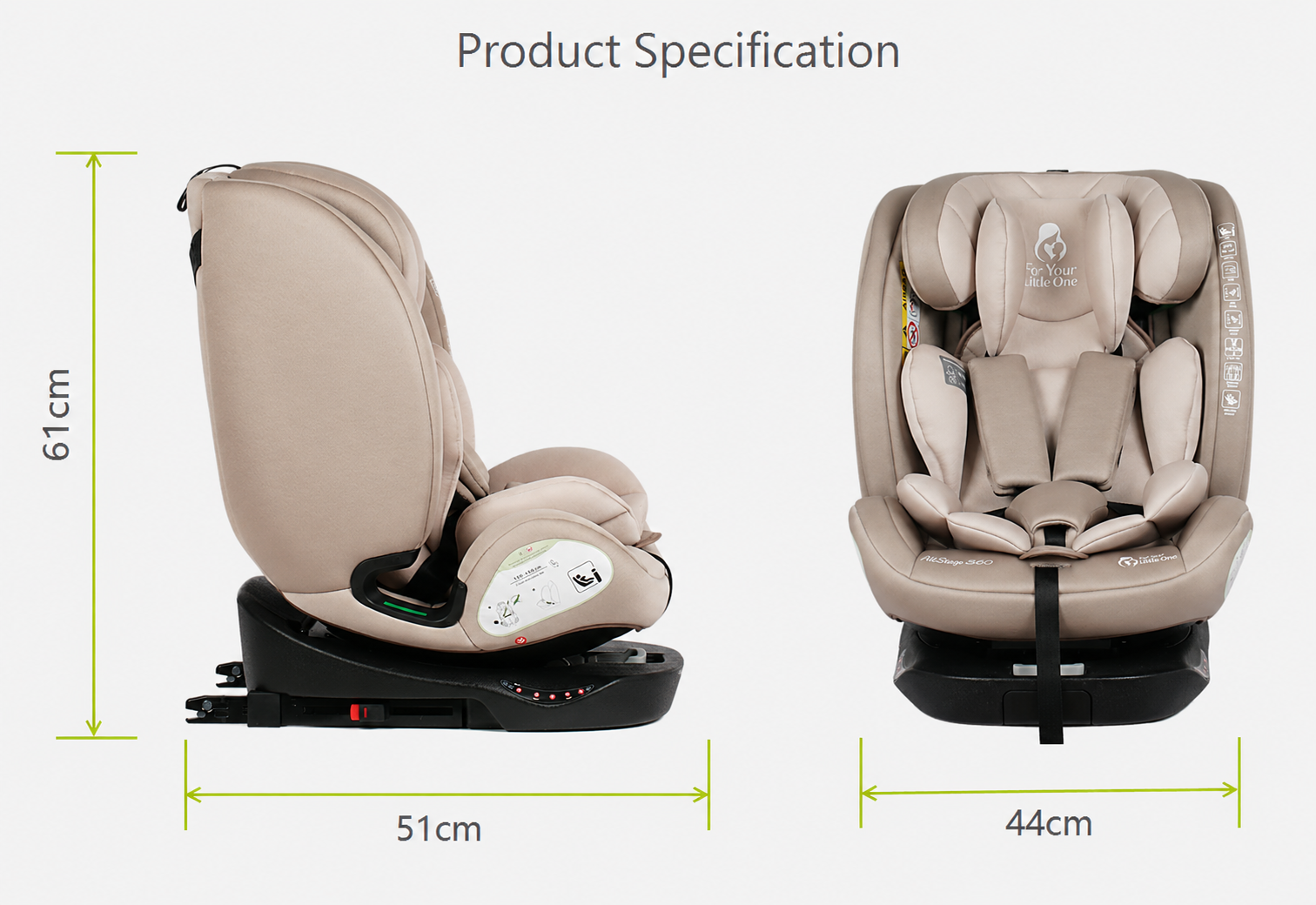 For Your Little One AllStage 360 0/1/2/3 ISOFIX I-Size Car Seat - Latte Beige (Birth-12 Years)
