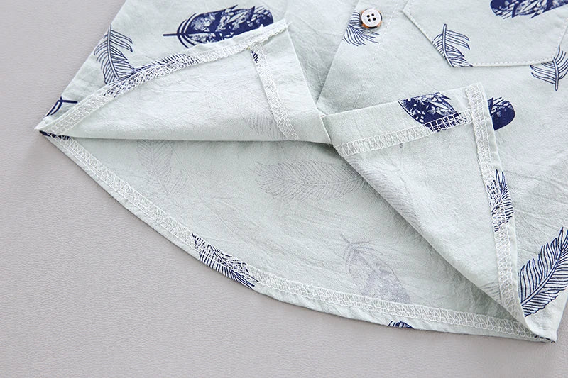 Baby Summer Feather Print Shirt & Shorts Set