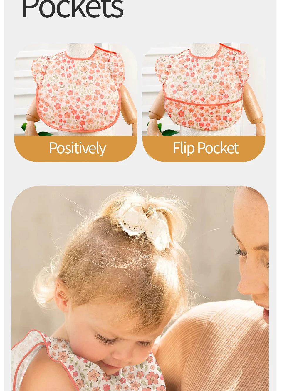 Baby Feeding Bibs with Pocket – 2 Pack
