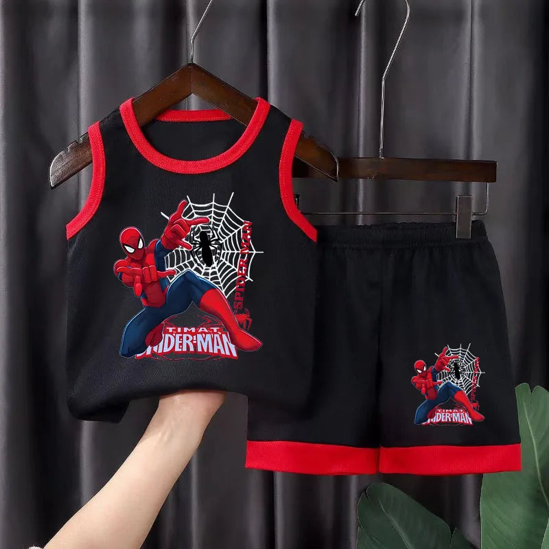 Boys Superhero Basketball Outfit Set – Breathable Mesh Vest & Shorts