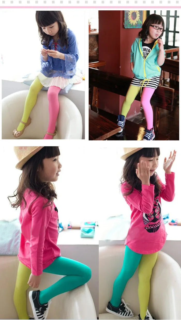 Girls Candy Colour Stretch Tights