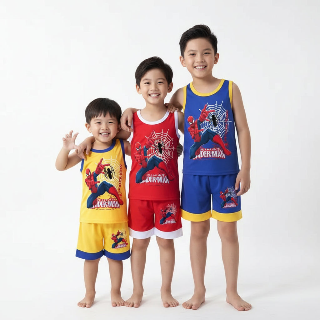 Boys Superhero Basketball Outfit Set – Breathable Mesh Vest & Shorts