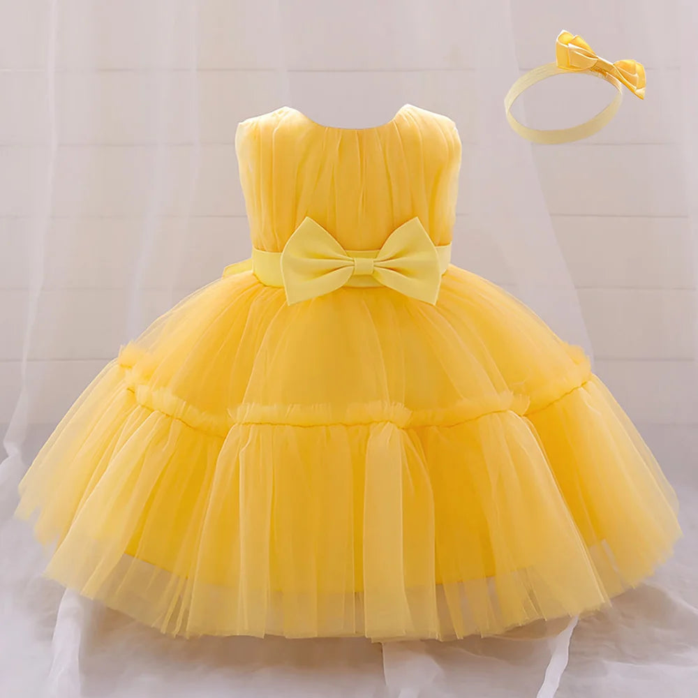 Infant Baby 1st Birthday Baptism Dresses For Girls Kids Elegant Wedding Party Princess Dress Tulle Toddler Girl Summer Clothes