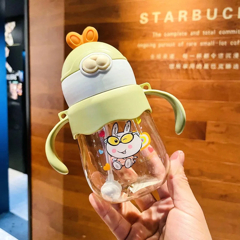 450ML Baby Feeding Cup with Straw Children Learn Feeding Drinking Bottle Kids Training Cup with Straw