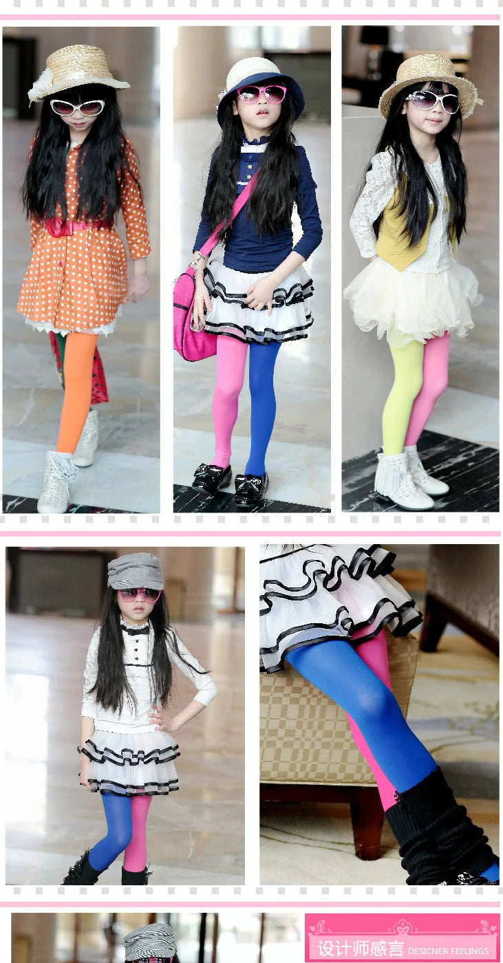Girls Candy Colour Stretch Tights