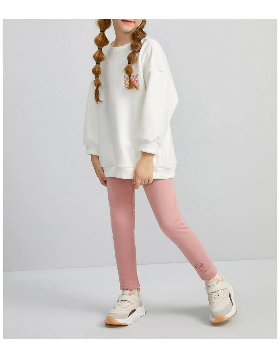 Girls Fleece-Lined Bunny Leggings (3-8Y)