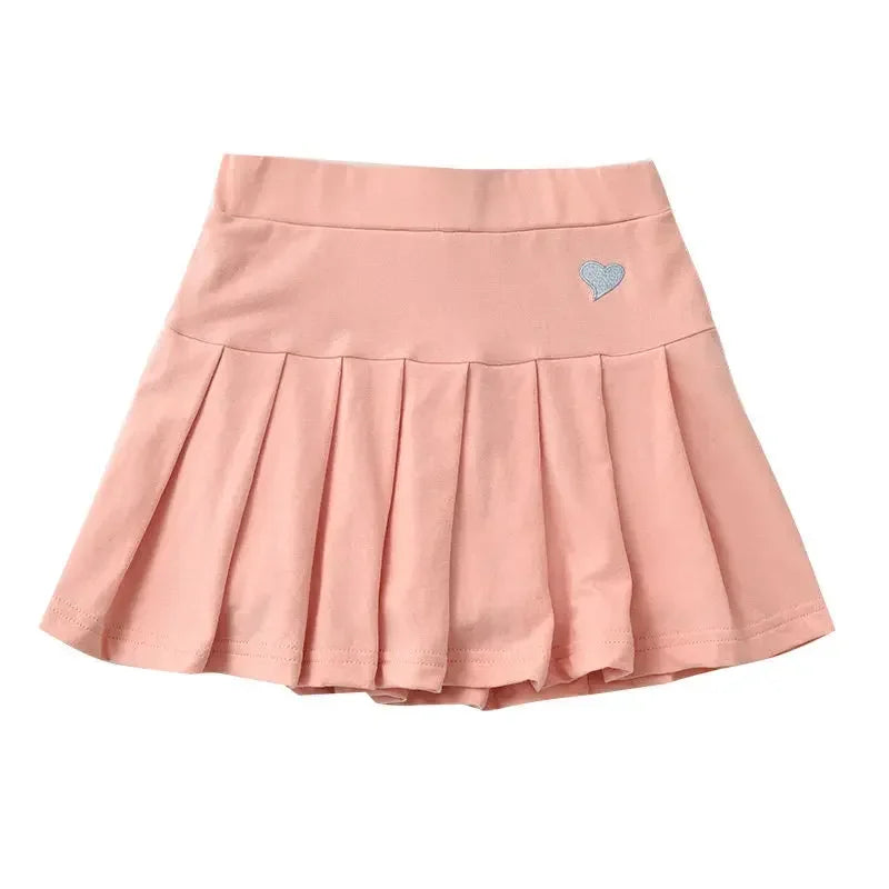Girls Pleated Skirt with Built-In Safety Shorts