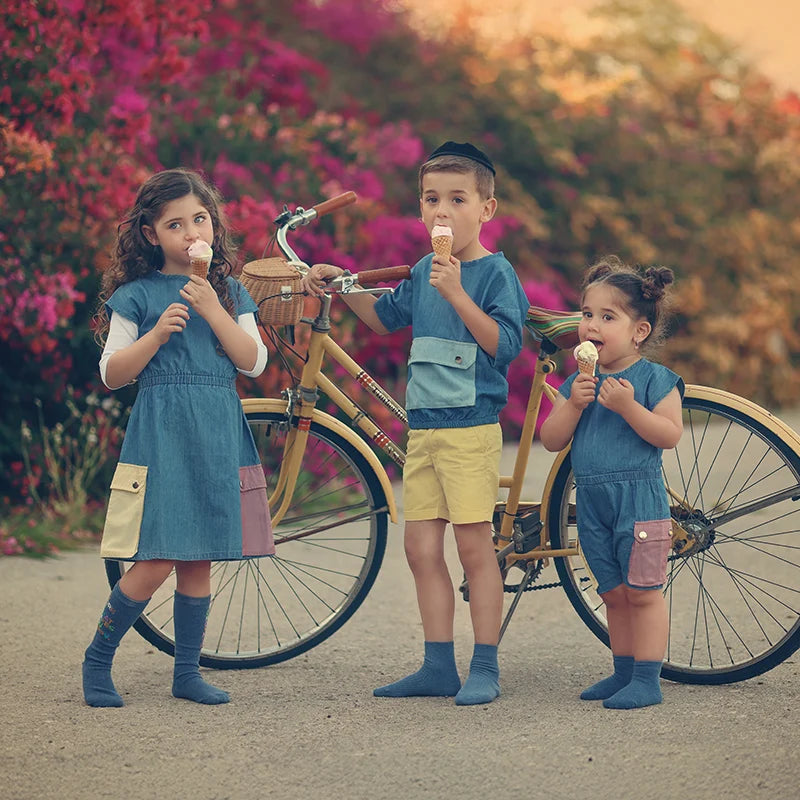 Family matching denim clothing set — boys, girls and baby styles together