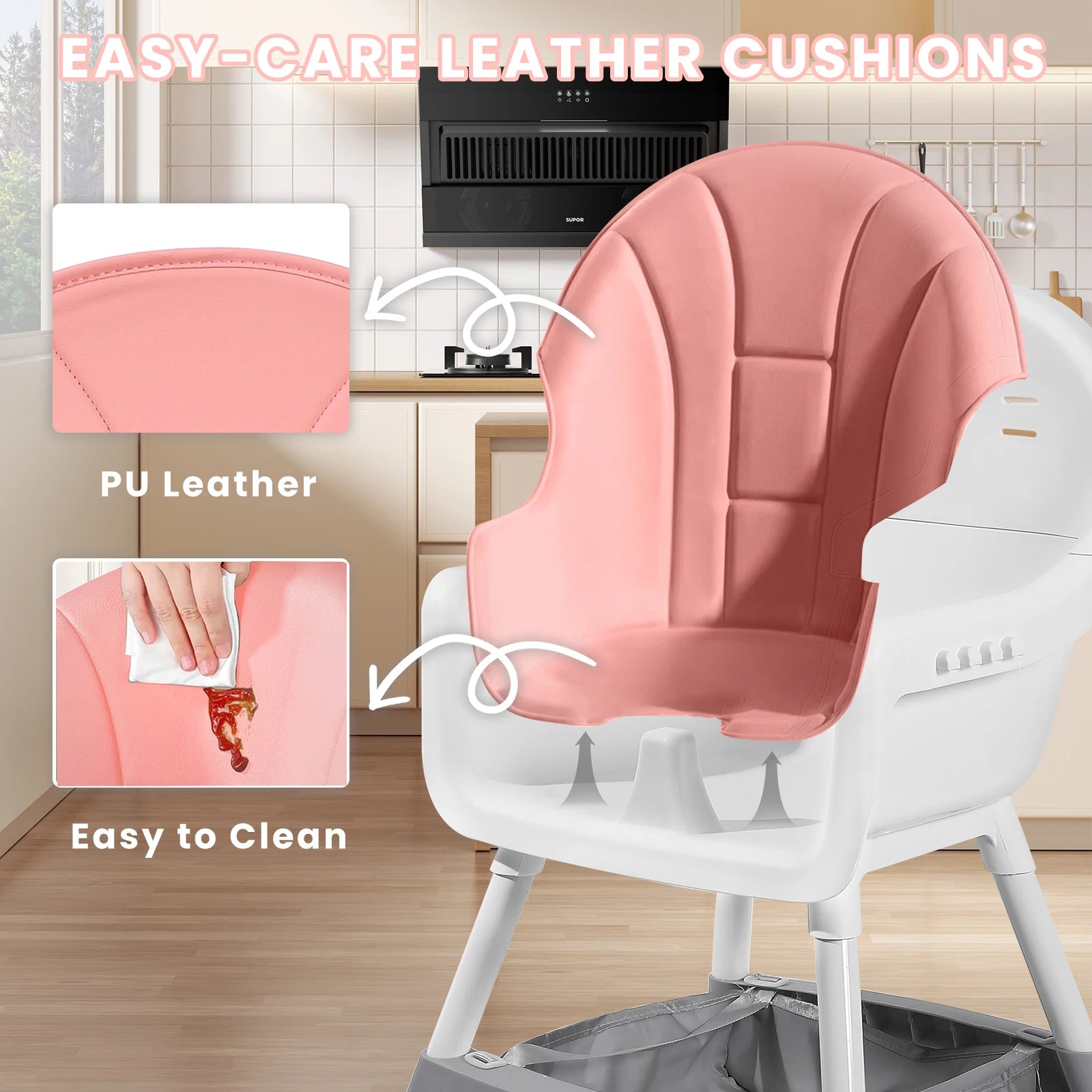 Baby High Chair – Convertible Toddler Dining Chair with Detachable Tray