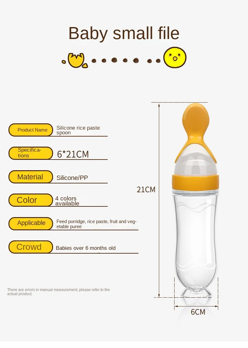 Squeezed Milk Bottle Food Grade Silicone Newborn Training Spoon Baby Grain Food Supplement Feeder Safe and Practical