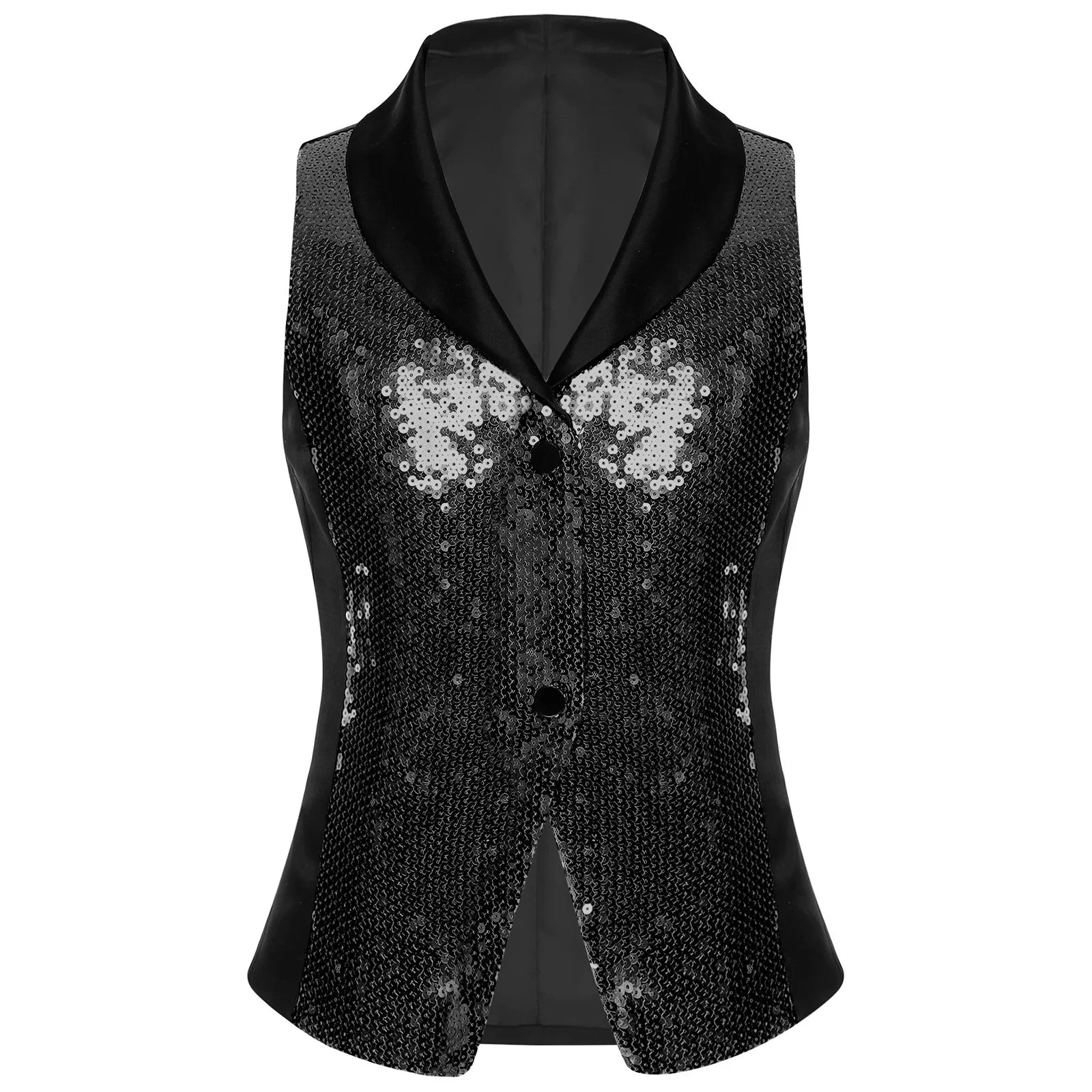 Girls' Sequin Lapel Waistcoat | Jazz Dance & Performance Vest Ages 6–16