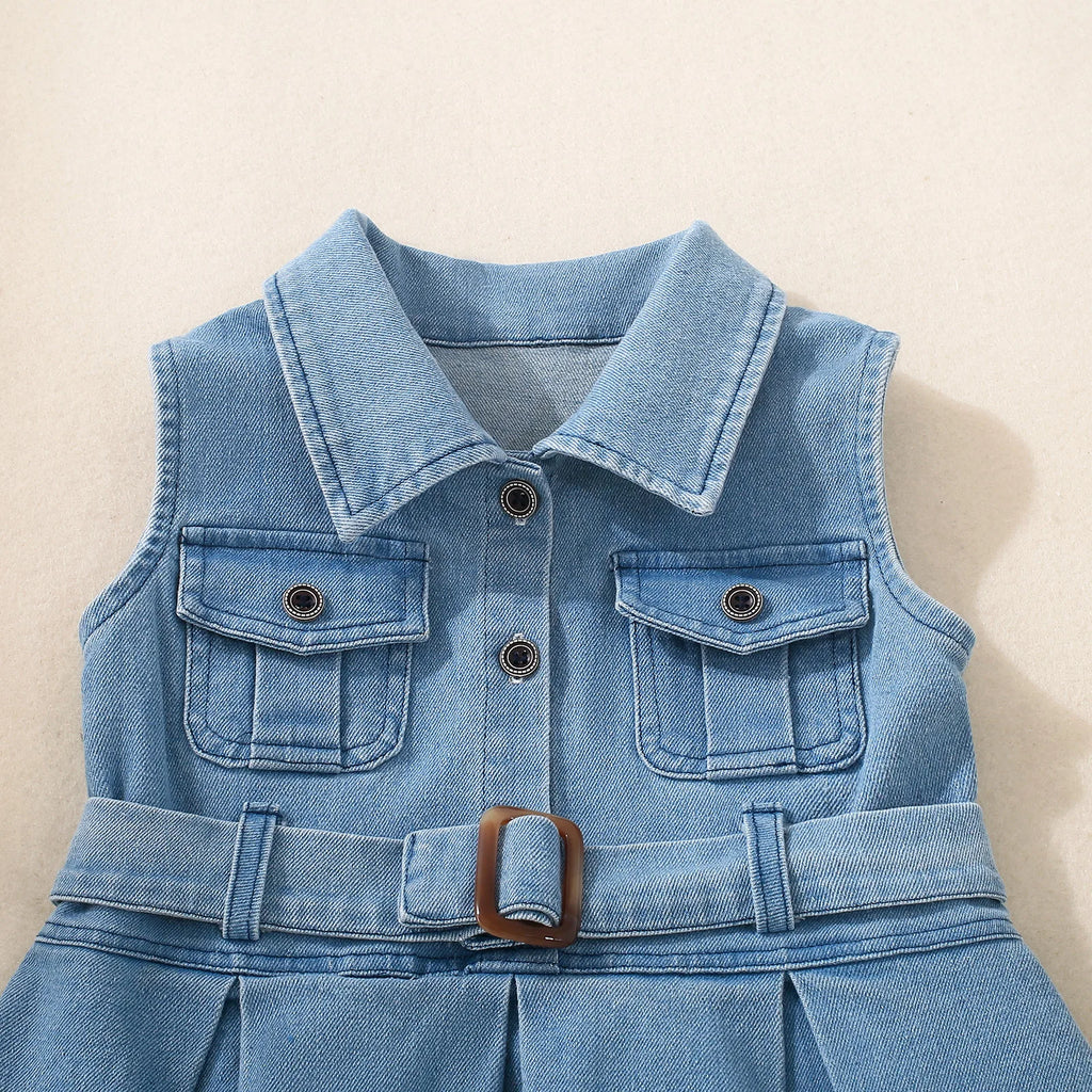 Girls Denim Sleeveless Dress Ages 12M–5Y | Sweet Summer Style
