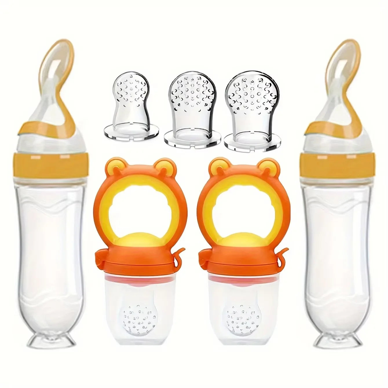 7-Piece Baby Feeding Set – Silicone Bottles & Fruit Feeder Pacifiers | 0–2Y