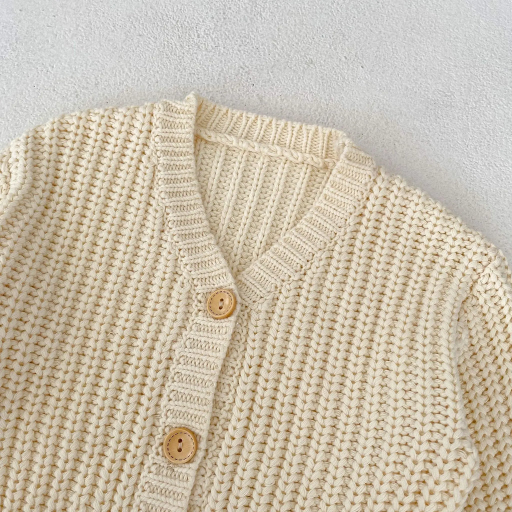 Baby Girl Soft Knit Cardigan – Long Sleeve V-Neck Cotton Coat | 3M–5Y