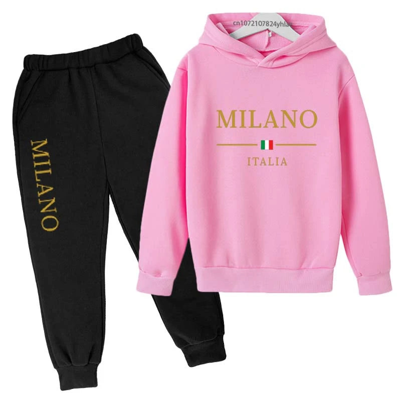 Kids Fashion Letter Print Hoodie & Pants Tracksuit (2-13 Years)