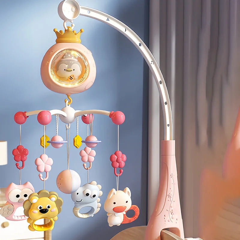 360° Musical Baby Crib Mobile Rotating Night Light Bed Bell Toy Four Speed Timming Hanging Infant Newborn Rattle Bedside Gift