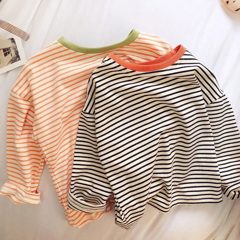 Kids Striped Long Sleeve T-Shirt – Pure Cotton Unisex Baby & Toddler Top