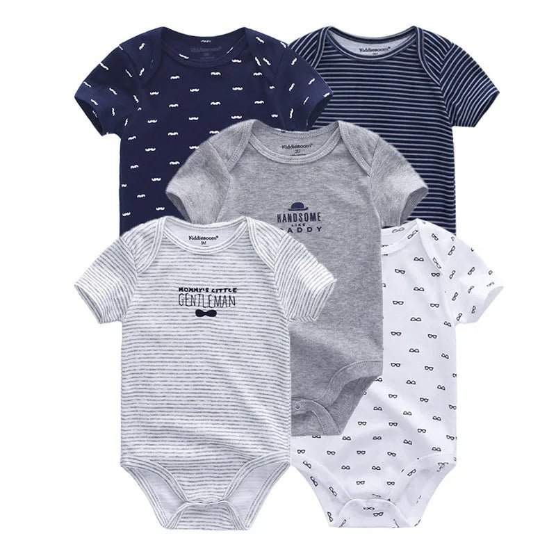 Baby Bodysuits 5-Pack - Cotton Short Sleeve