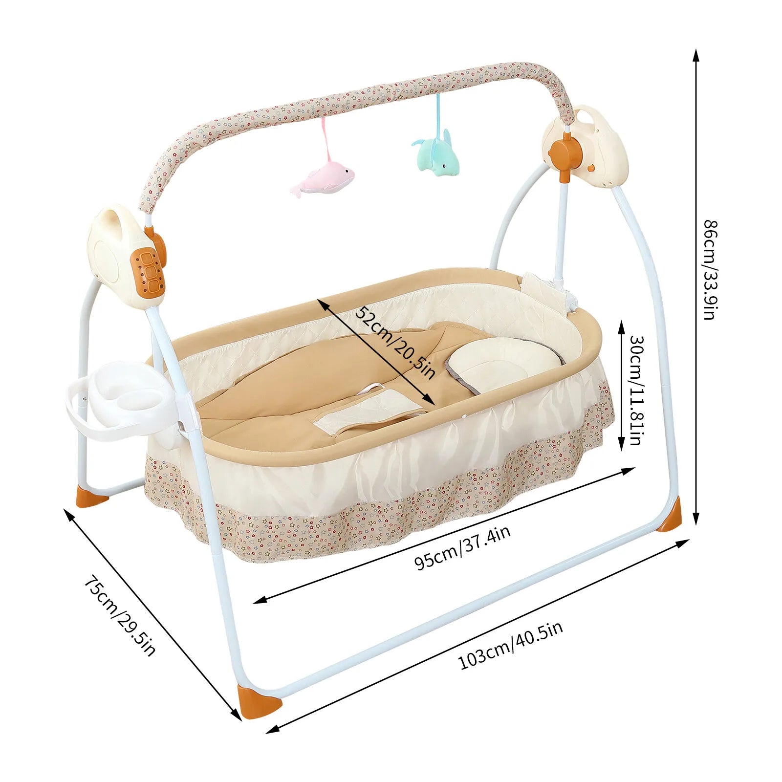Electric Baby Cradle Swing with Bluetooth, 5 Speeds & Mosquito Net | 0–18 Months