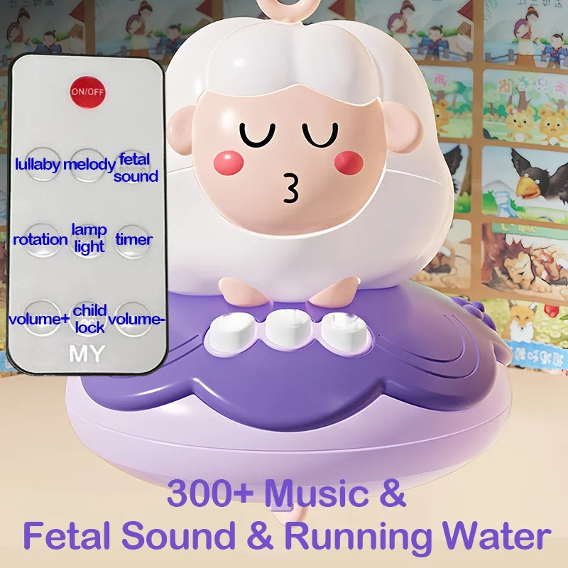 360° Musical Baby Crib Mobile Rotating Night Light Bed Bell Toy Four Speed Timming Hanging Infant Newborn Rattle Bedside Gift