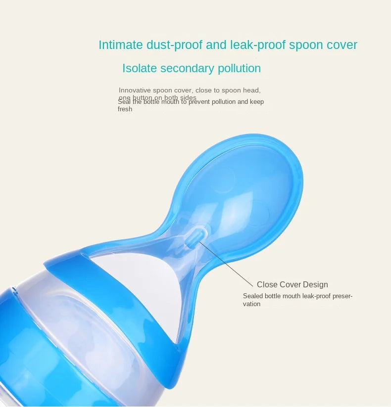 Squeezed Milk Bottle Food Grade Silicone Newborn Training Spoon Baby Grain Food Supplement Feeder Safe and Practical