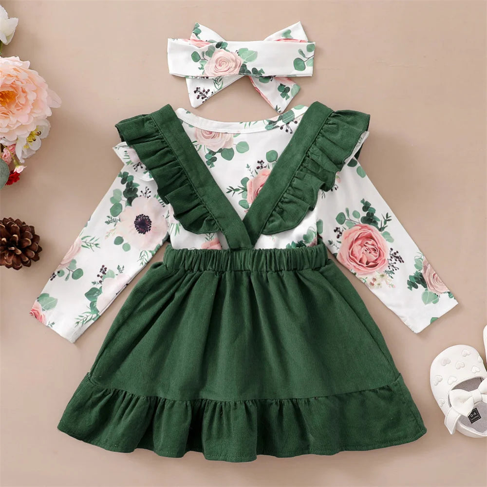 Newborn Baby Girl 3-Piece Floral Outfit Set