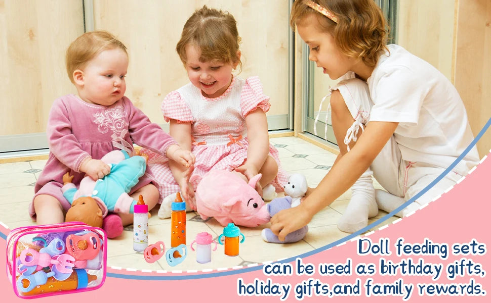 13-Piece Baby Doll Feeding Set – Magic Disappearing Bottles & Pretend Play