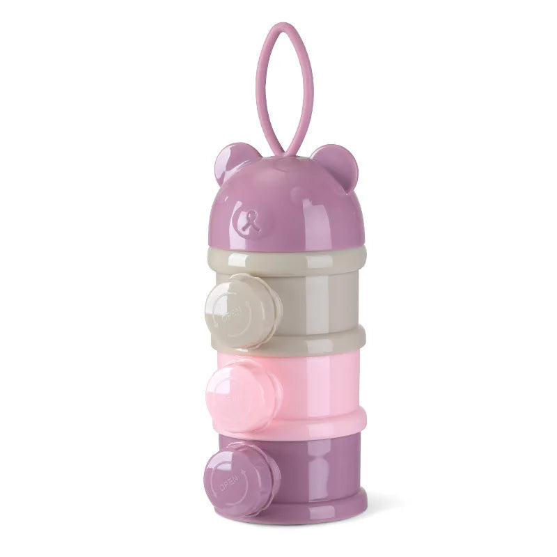 Portable Baby Food Storag Box Multiple Openings Cereal Cartoon Infant Milk Powder Box Toddle Snack Container 3/4Layer