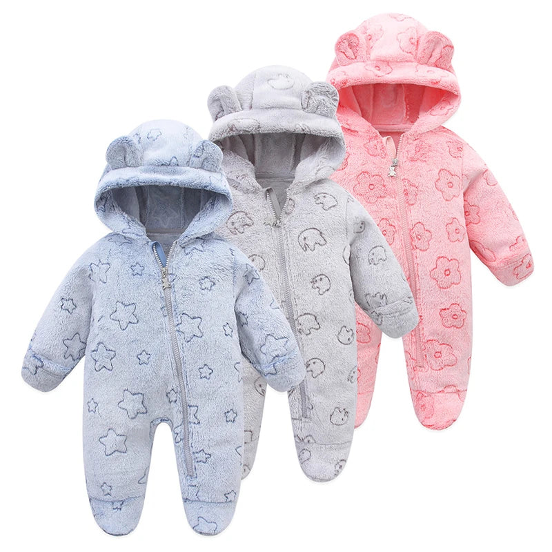 Baby Flannel Romper - Cartoon Print (0-19M)