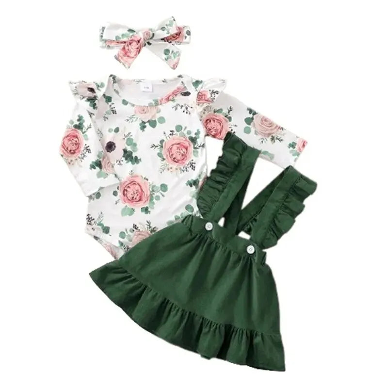 Newborn Baby Girl 3-Piece Floral Outfit Set