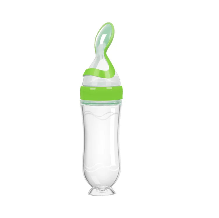 Squeezed Milk Bottle Food Grade Silicone Newborn Training Spoon Baby Grain Food Supplement Feeder Safe and Practical