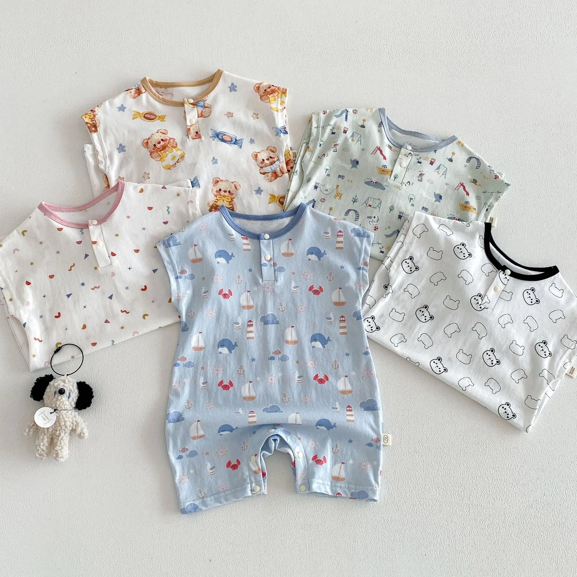 Baby Cartoon Print Summer Romper | Sleeveless Snap Bodysuit 3–24M
